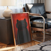 Black Cat Basks In Crimson Light