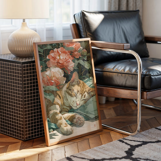 Afternoon Naps Between Coral Peonies