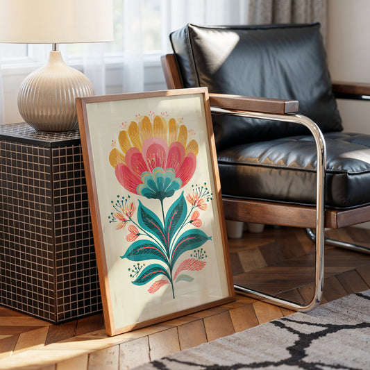 Folk Blossoms Dance In Turquoise Light