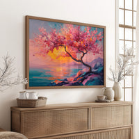 Cherry Blossoms Paint The Ocean Sunset