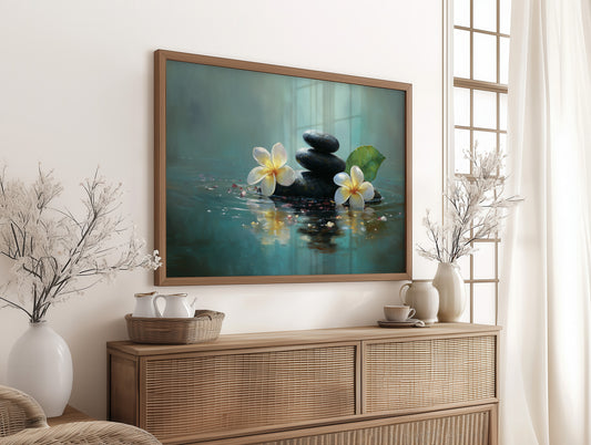 Plumeria Floats On Turquoise Waters