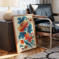 Folk Blooms Dance In Teal