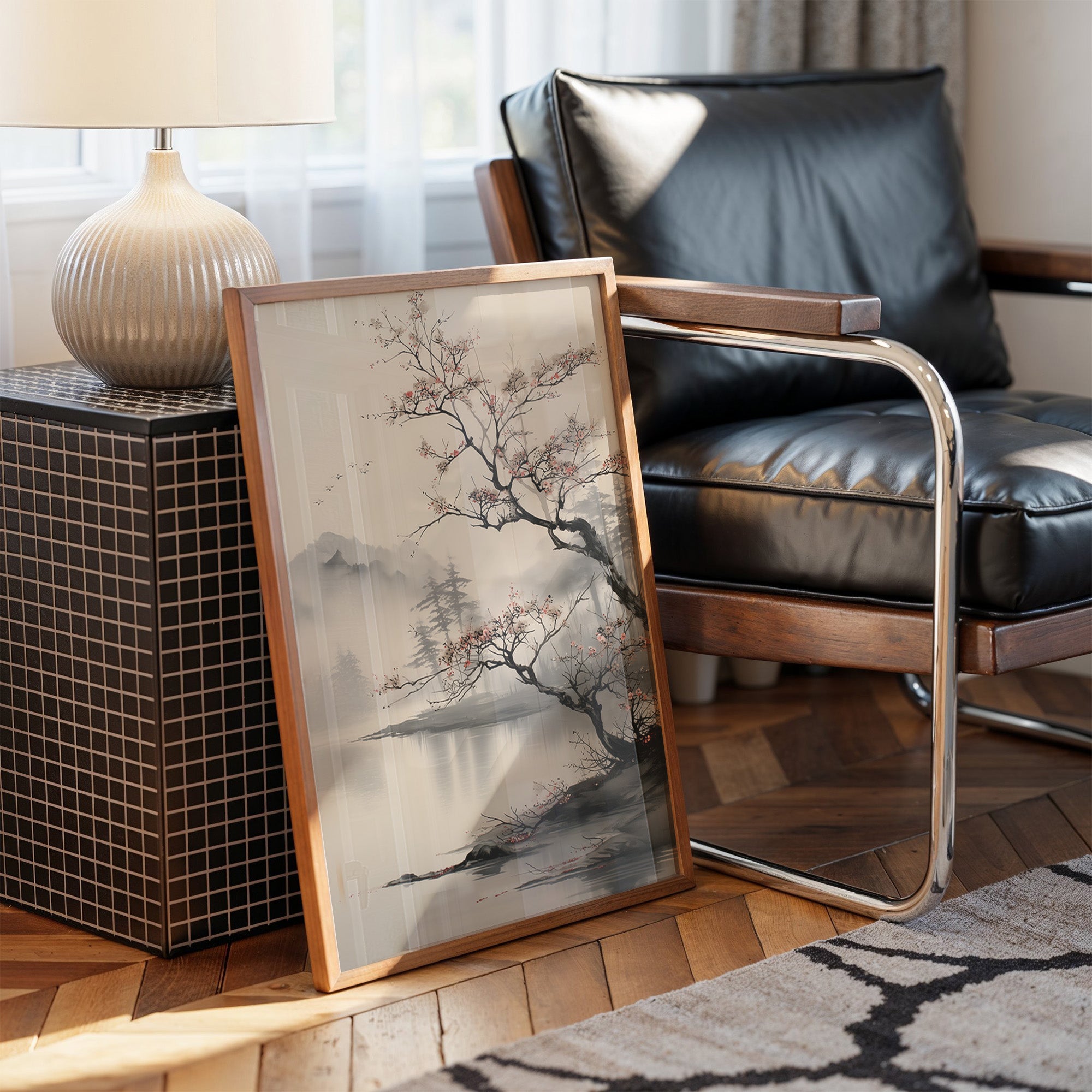 Cherry Blossoms Meet Misty Lake