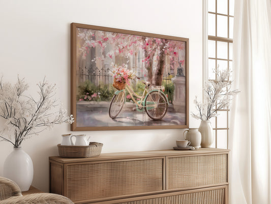 Blossoms Drift Past Vintage Wheels