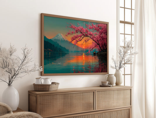 Cherry Blossoms Paint The Sunset Lake