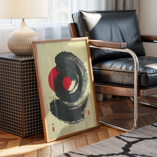 Red Sun Dances Through Ink