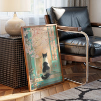 Cherry Blossoms Dance With Curious Cat