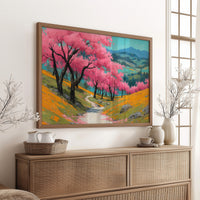 Cherry Blossoms Paint Mountain Valleys