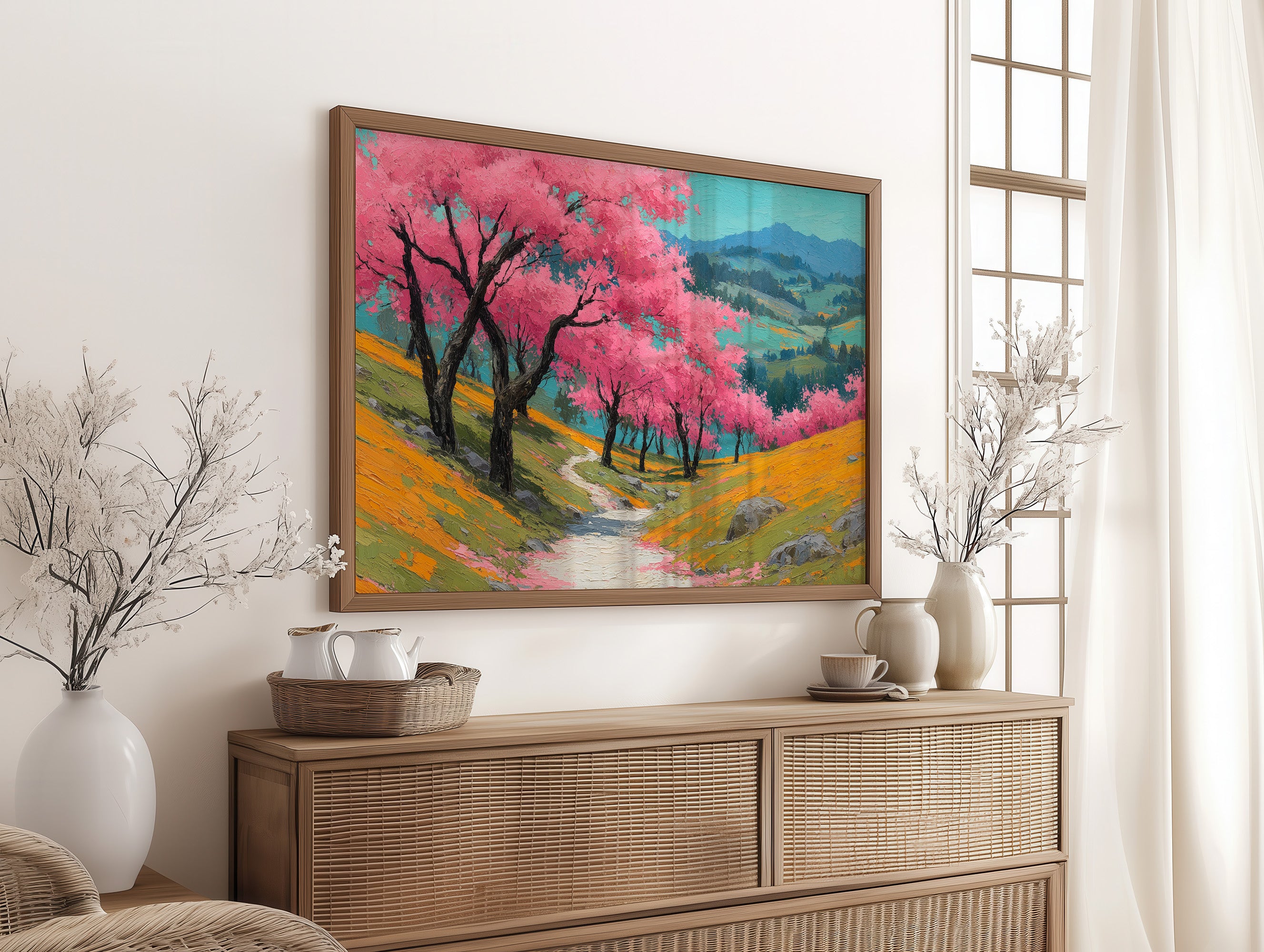 Cherry Blossoms Paint Mountain Valleys