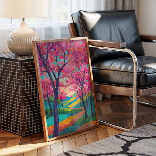 Cherry Blossoms Paint The Winding Path