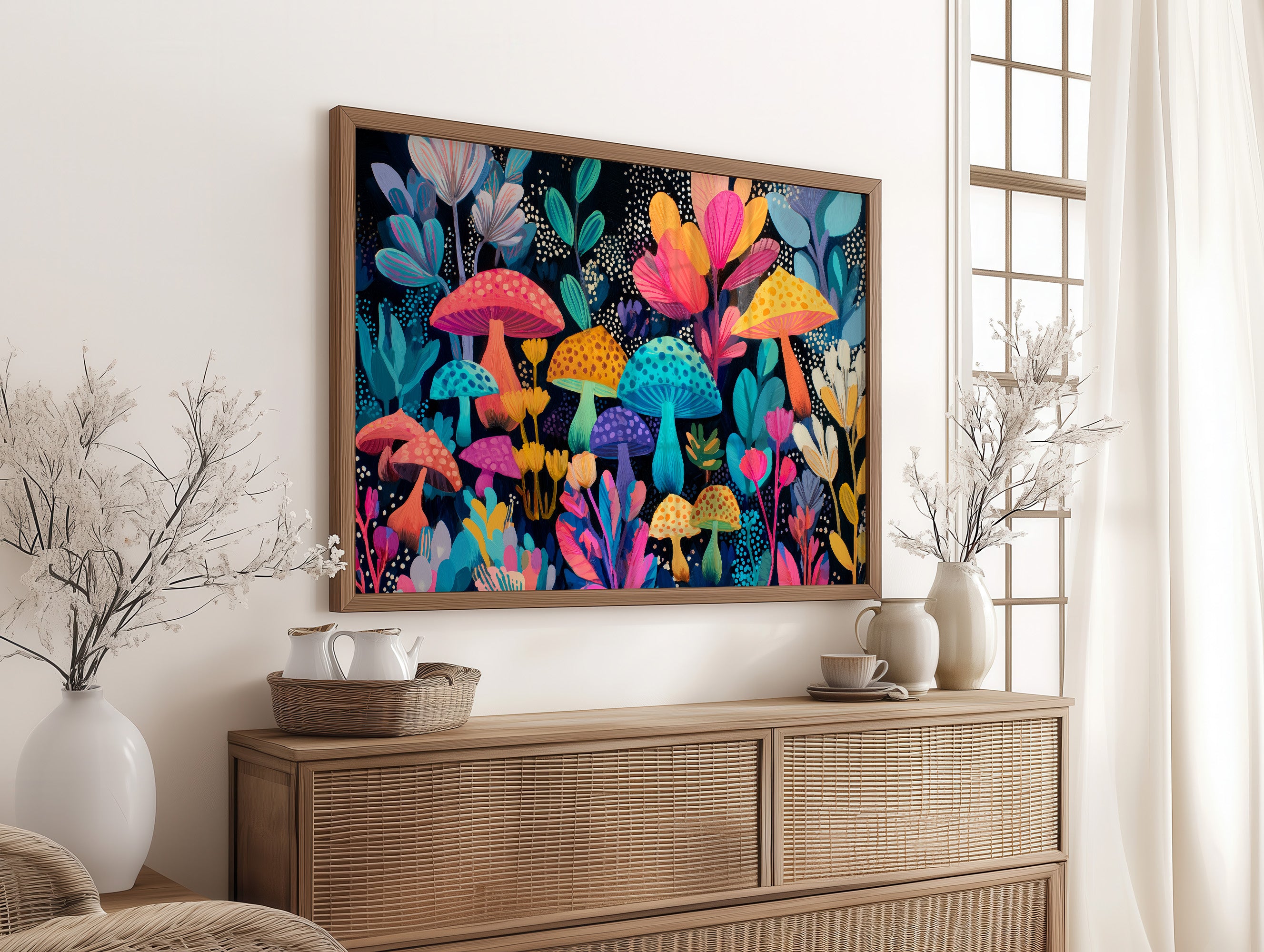 Midnight Garden's Neon Mushroom Ballet