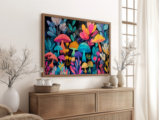 Midnight Garden's Neon Mushroom Ballet