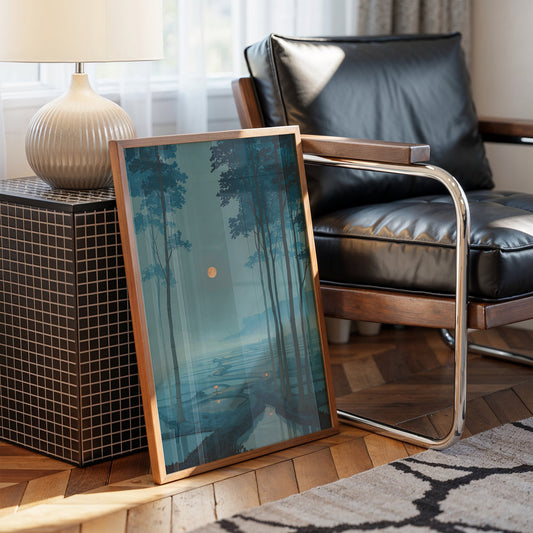 Moonlit Rivers Meet At Dusk