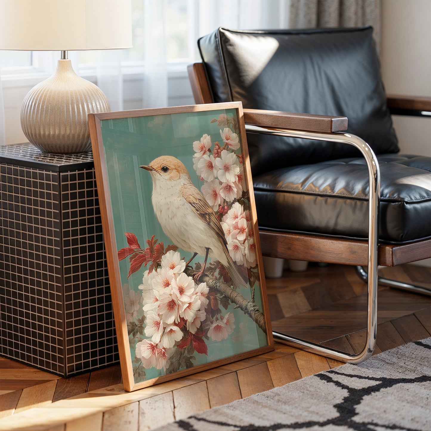 Songbird Perches Among Cherry Blossoms