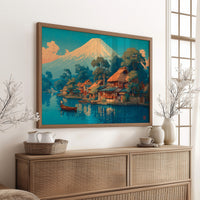 Morning Light Bathes Mount Fuji's Village