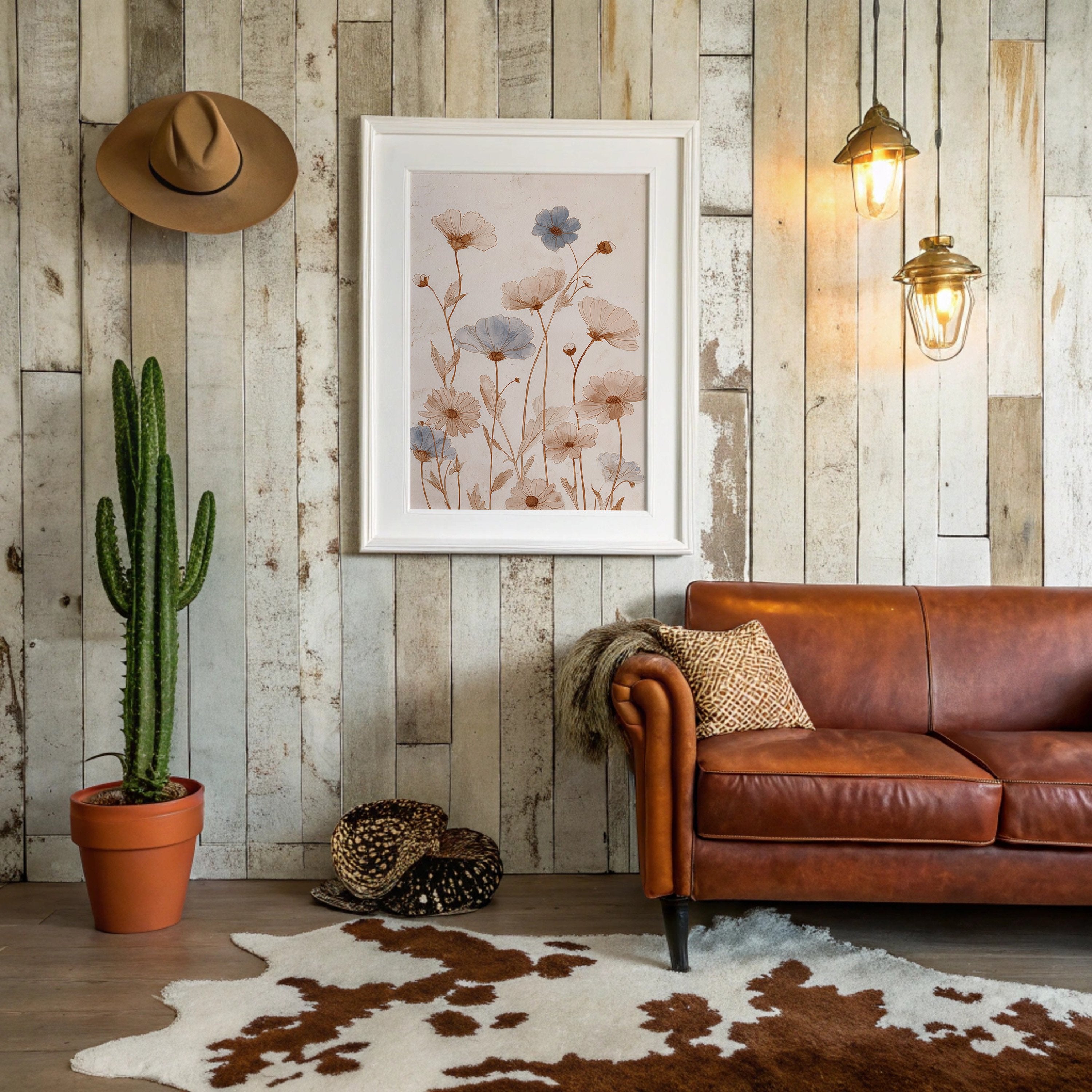 Wildflowers Bloom Against Weathered Wood
