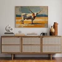Longhorn Stands In Golden Fields