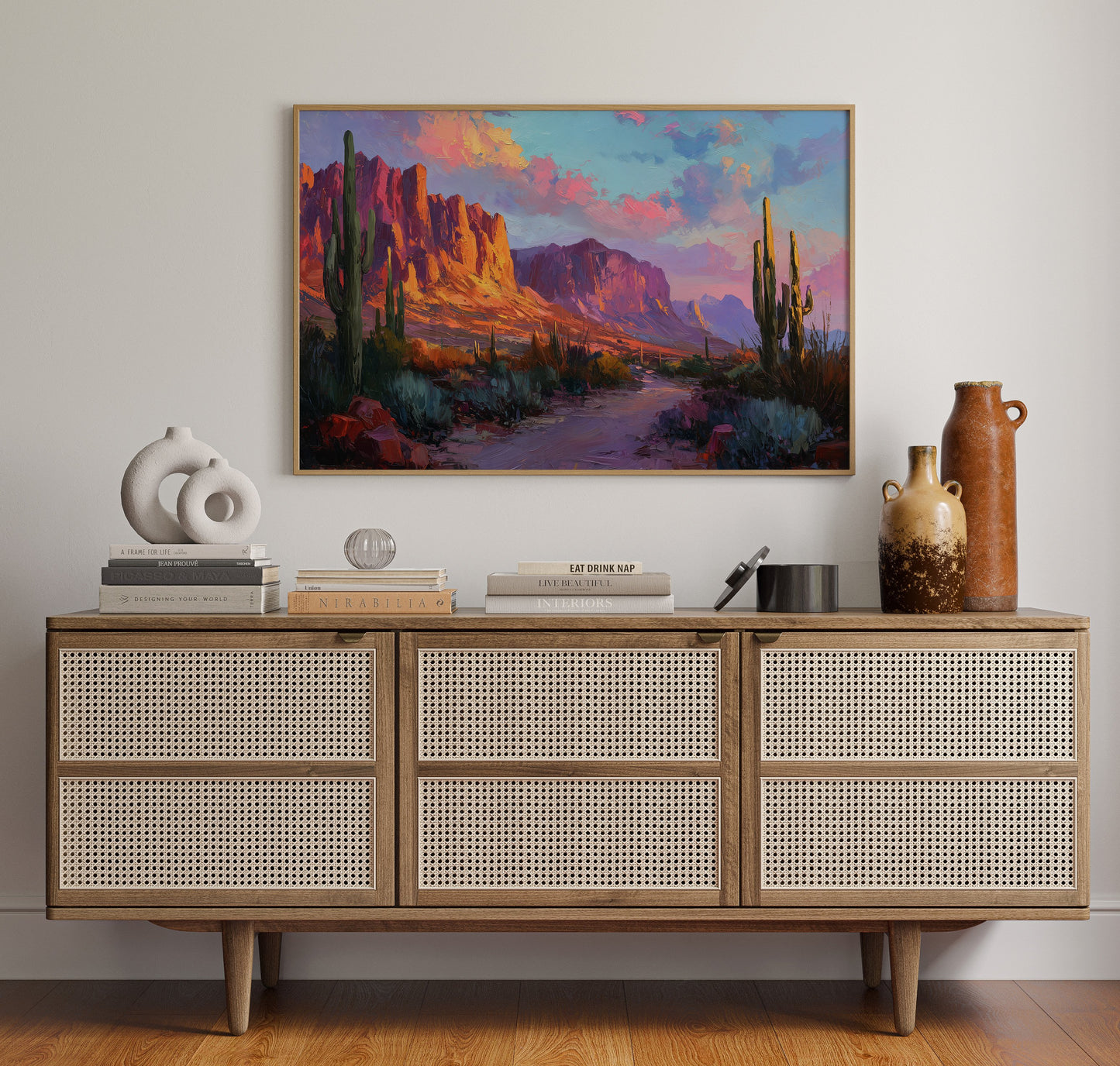 Desert Cliffs Catch Fire Above
