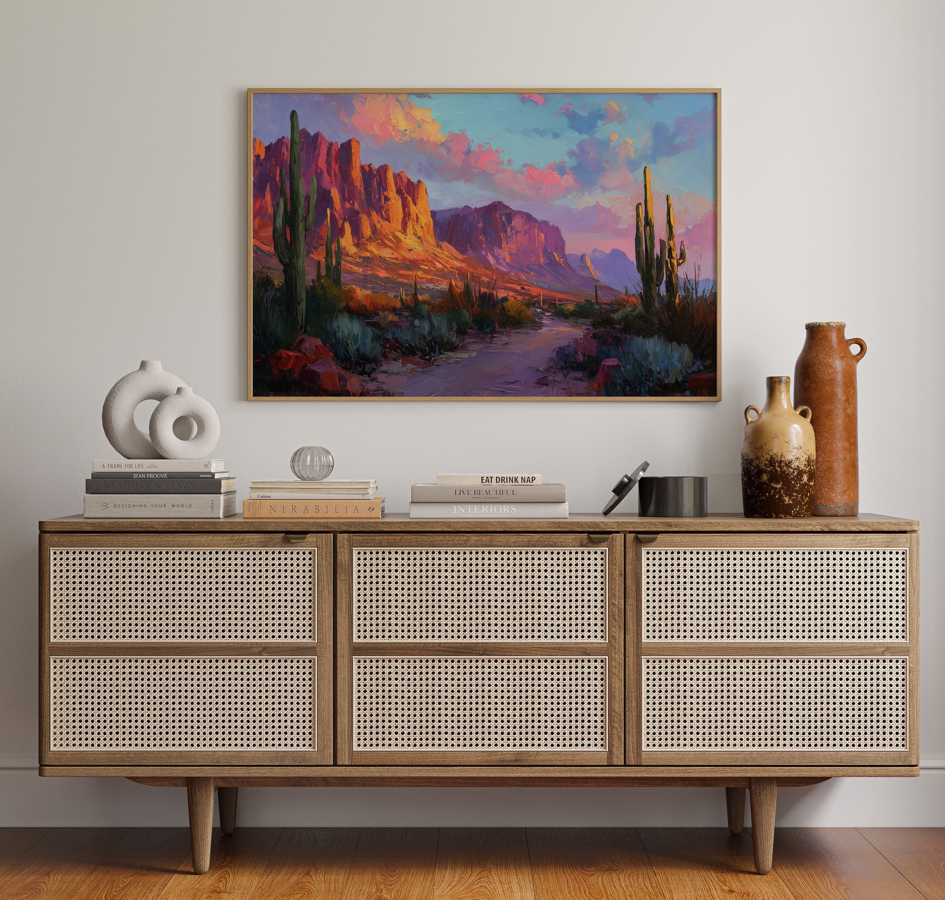 Desert Cliffs Catch Fire Above