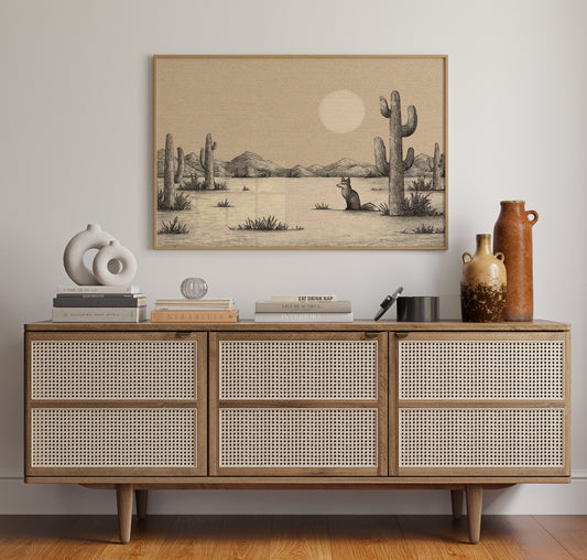Fox Gazes At Desert Moon