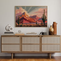 Saguaros Bathe In Coral Light