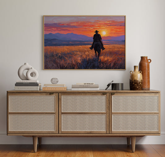 Lone Rider Meets Crimson Sky