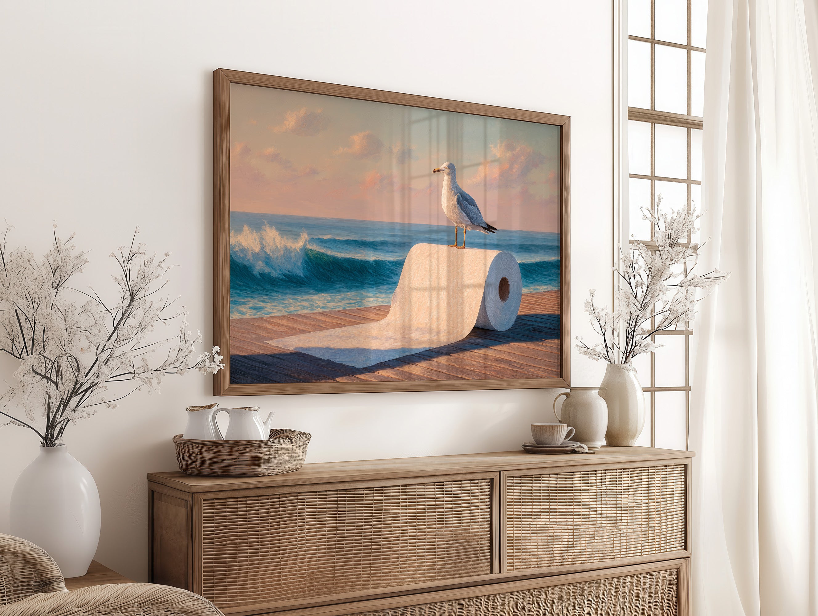 Seagull's Perch At Sunset Tide