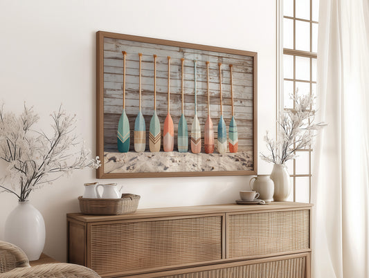 Painted Oars Await Summer Tides