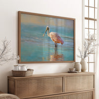 Spoonbill Wades Through Turquoise Stillness