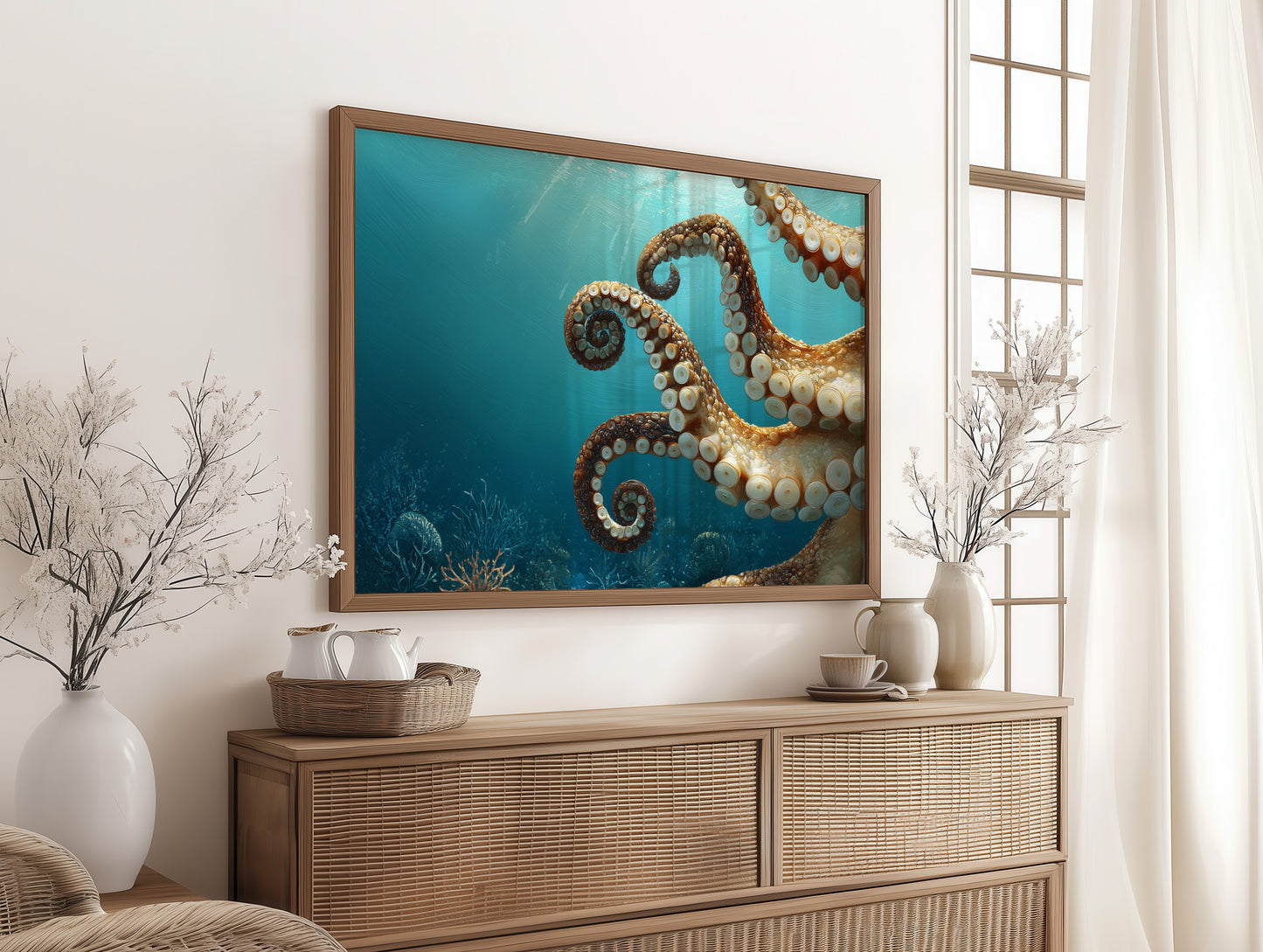 Tentacles Dance In Turquoise Depths