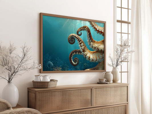Tentacles Dance In Turquoise Depths