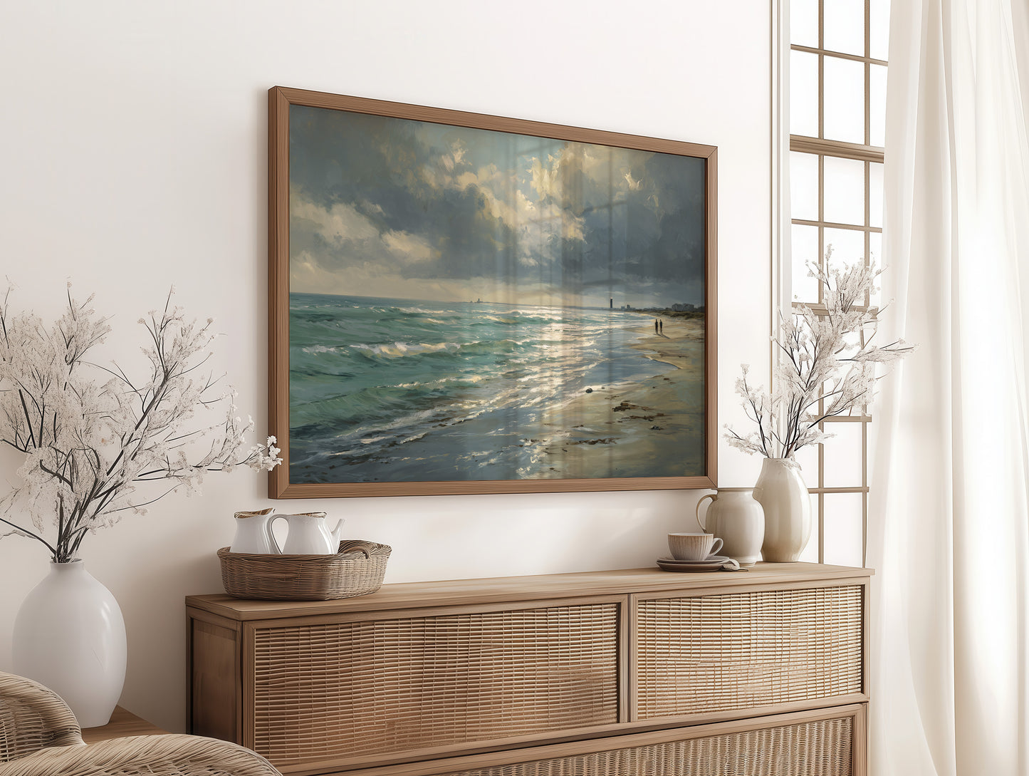 Sunbeams Pierce Coastal Storm Clouds