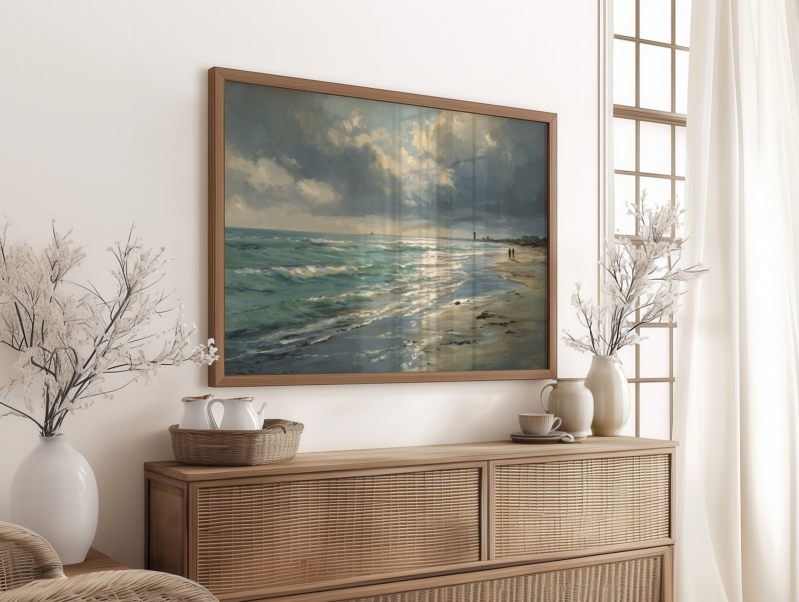 Sunbeams Pierce Coastal Storm Clouds