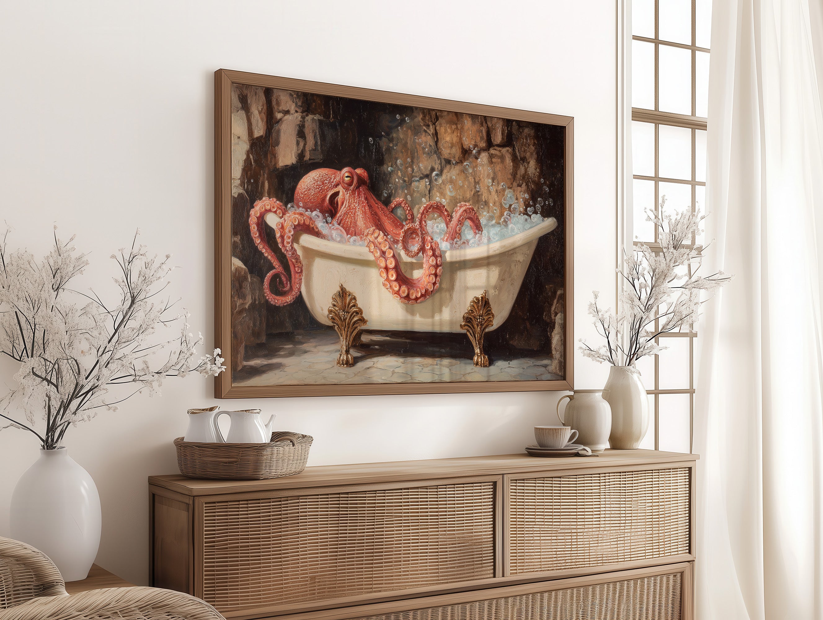 Crimson Tentacles In Vintage Bath