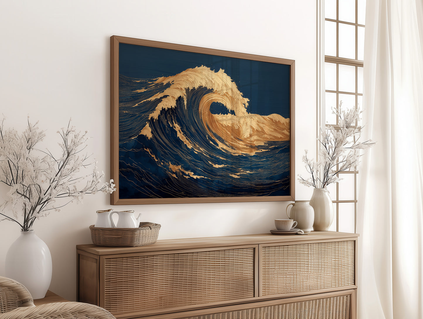 Gilded Currents Against Midnight Sea