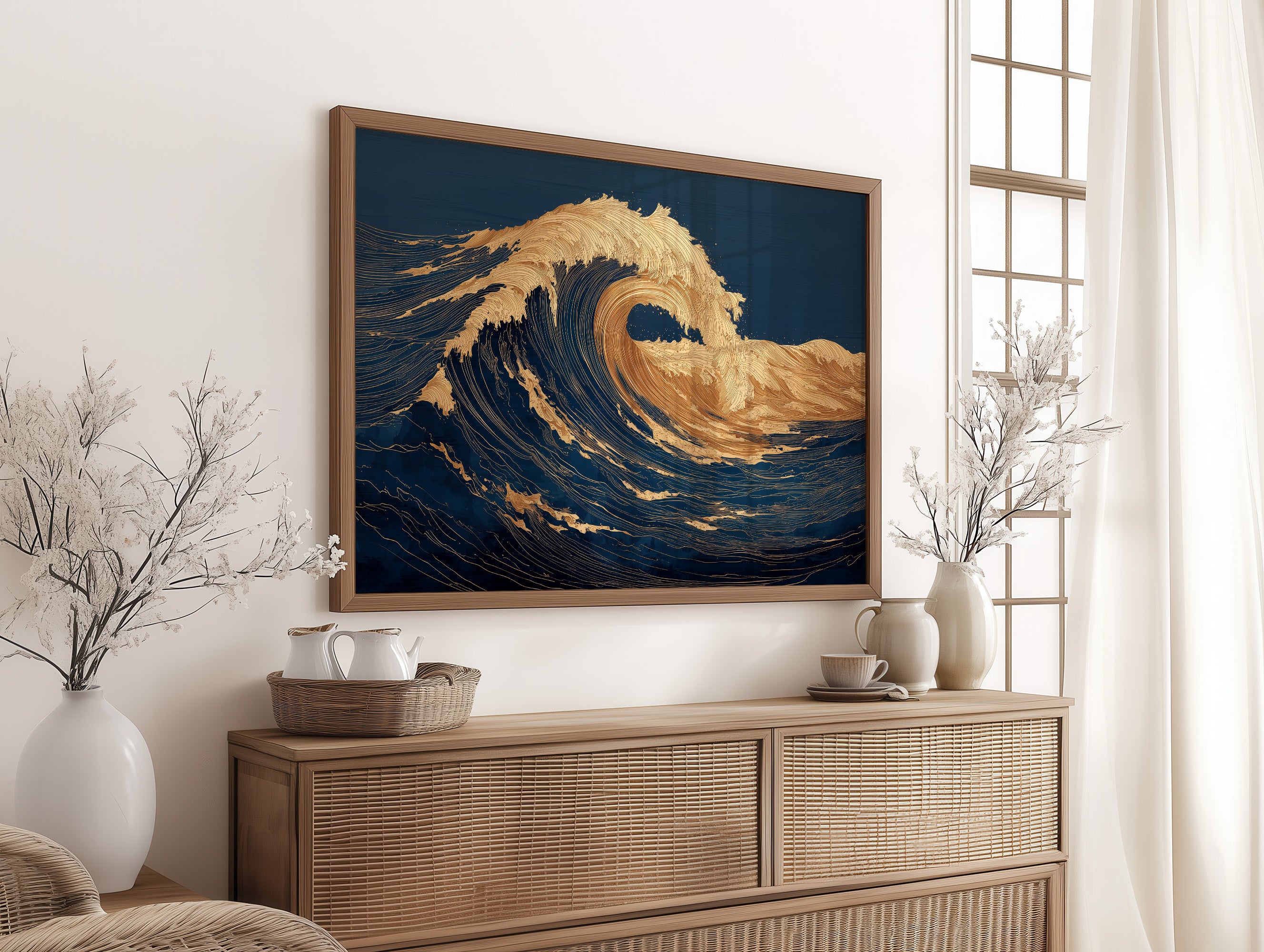 Gilded Currents Against Midnight Sea