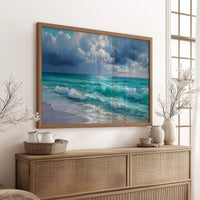 Turquoise Tides Meet Storm Clouds