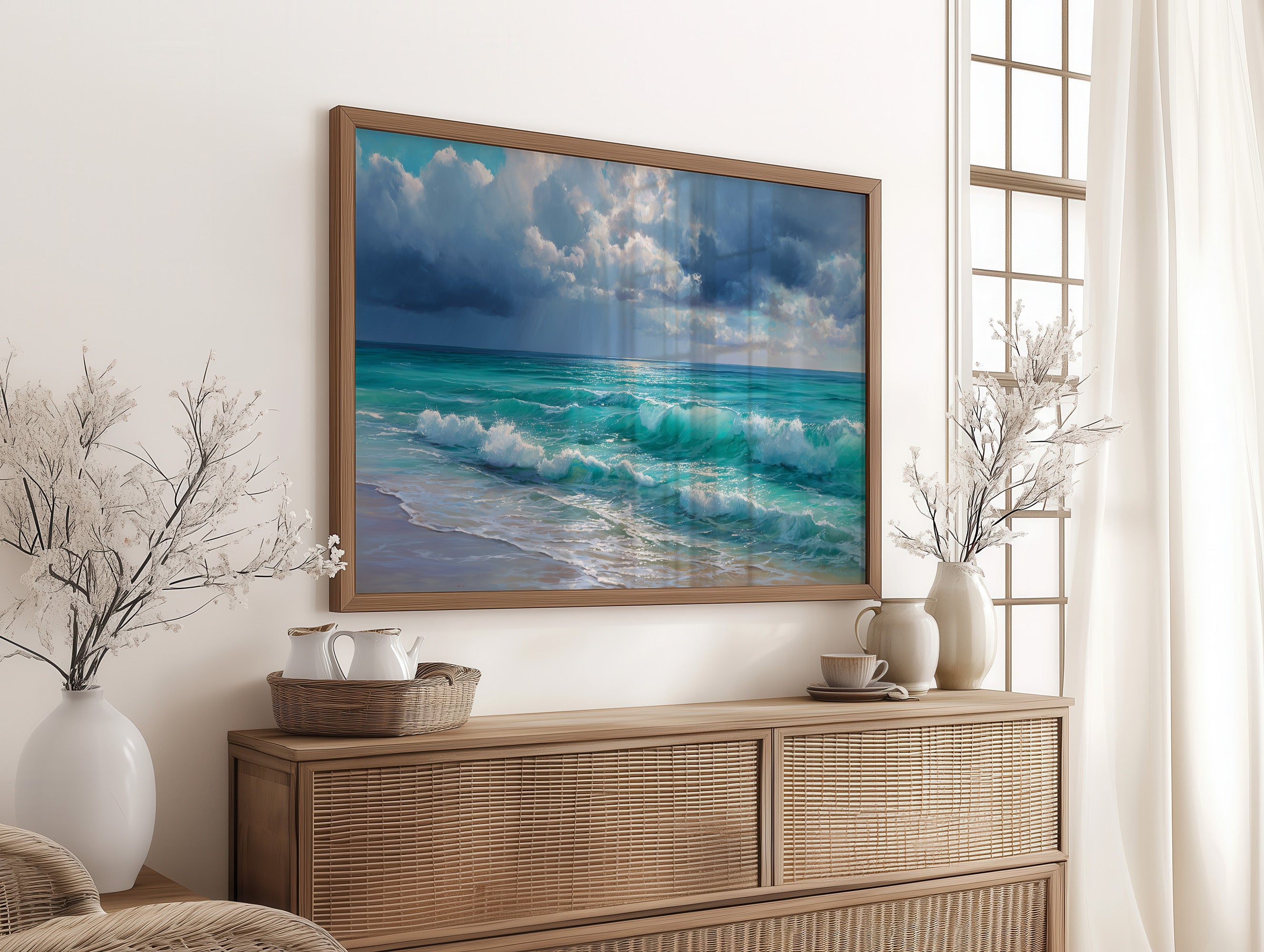 Turquoise Tides Meet Storm Clouds