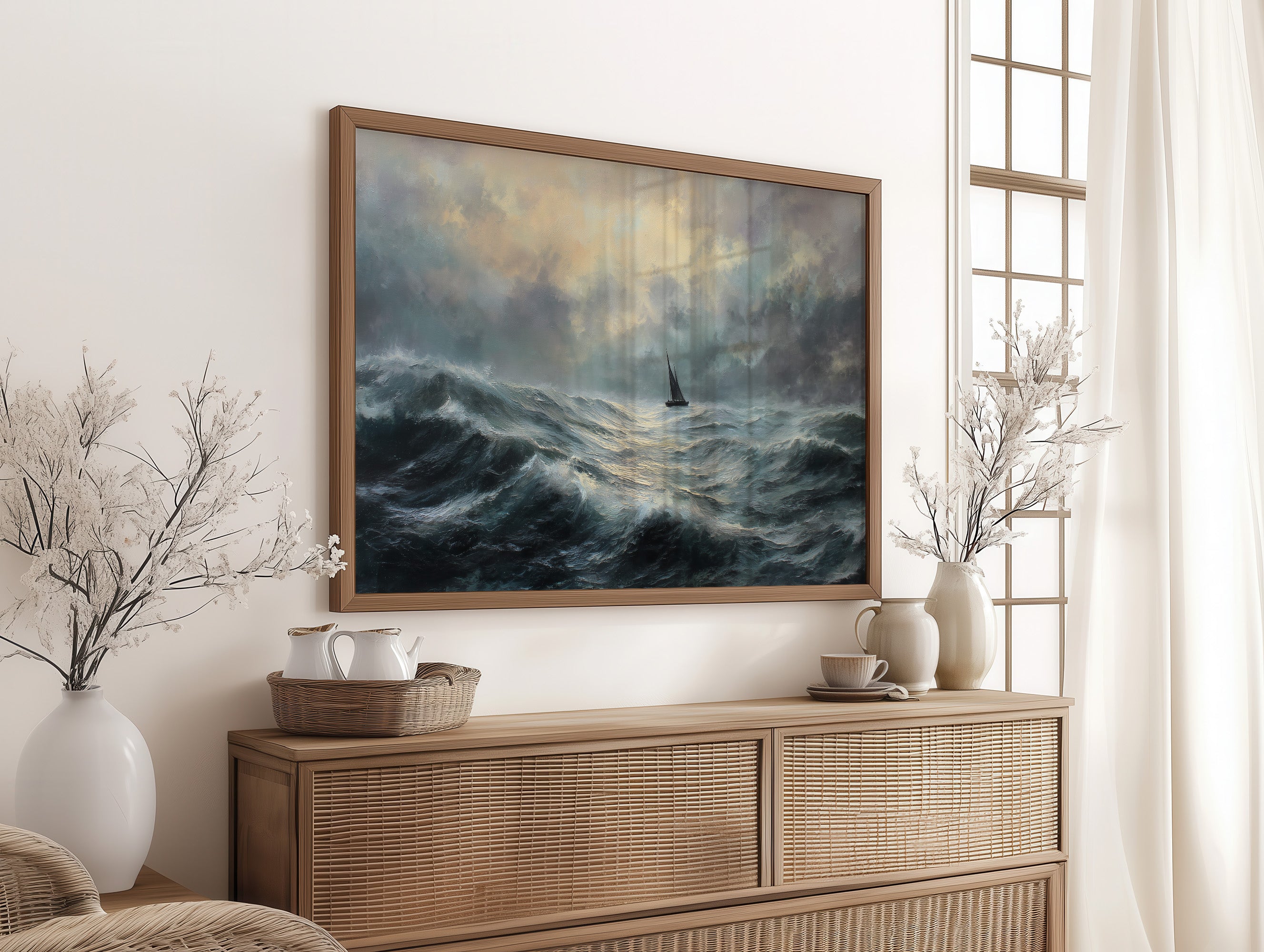 Solitary Sail Through Tempest Seas