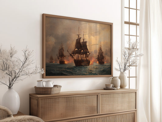 Galleons Dance Through Fiery Seas