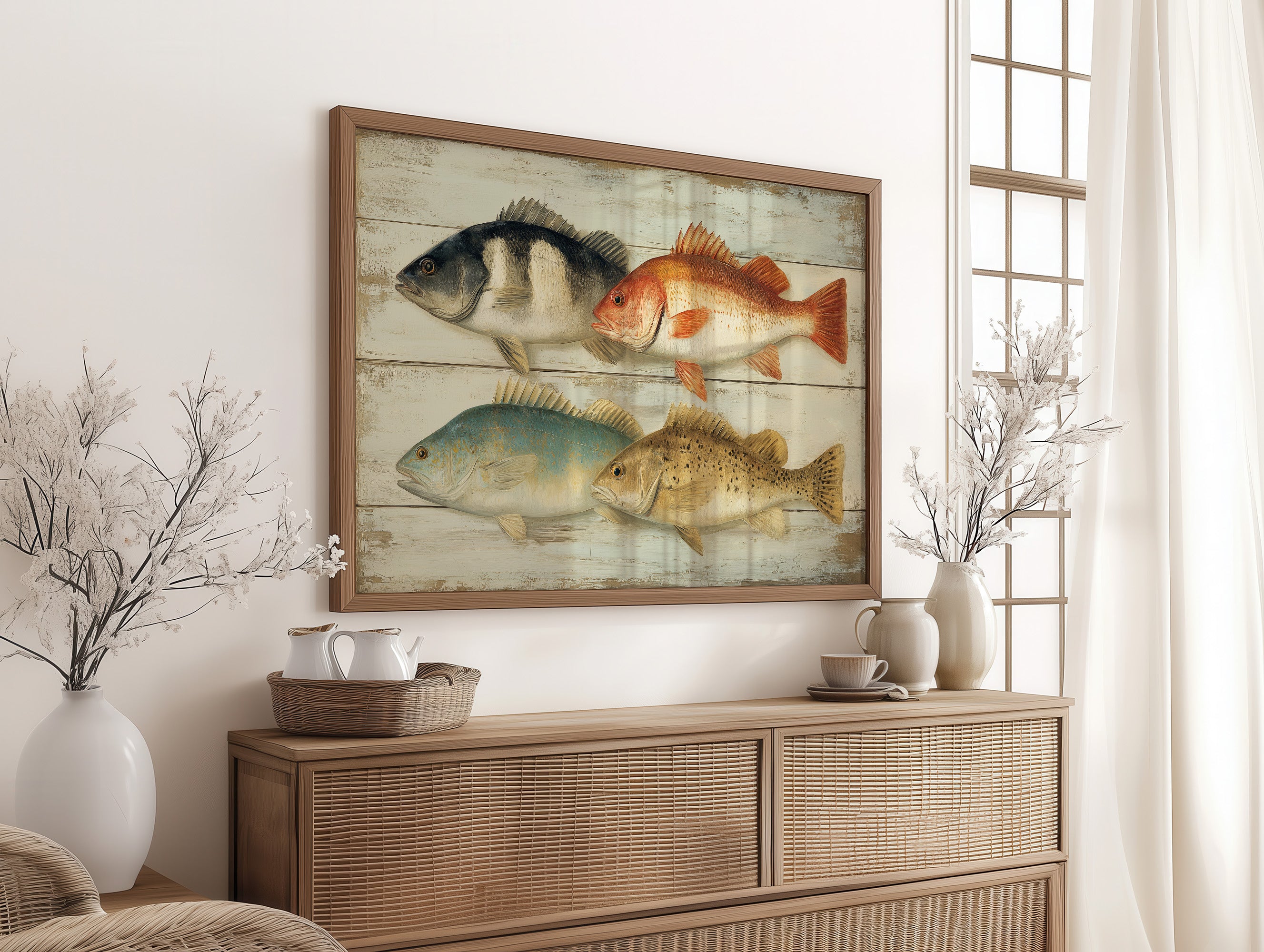 Coastal Catch On Weathered Boards