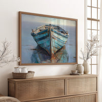 Blue Boat Rests At Tide