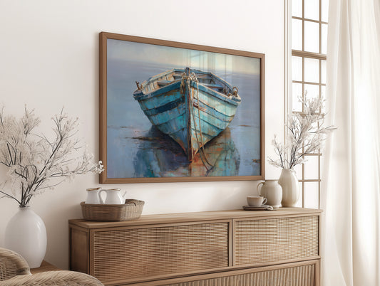 Blue Boat Rests At Tide