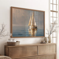 Golden Sails Through Morning Mist