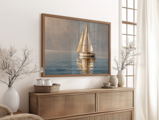 Golden Sails Through Morning Mist