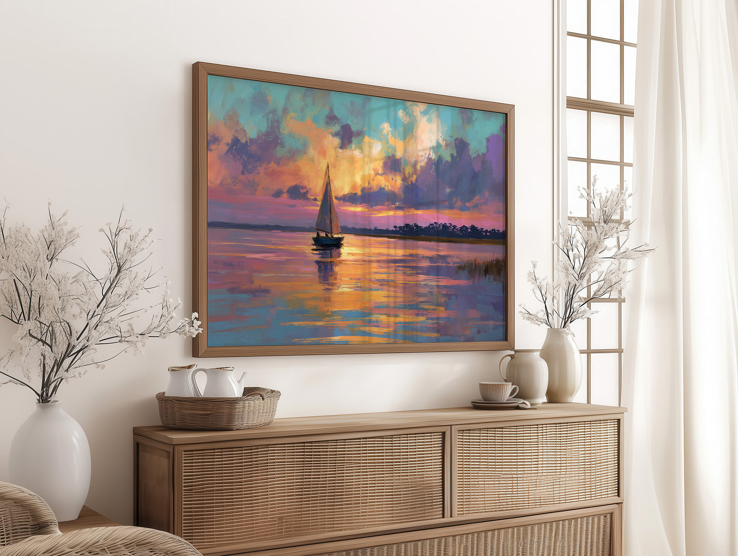 Sunset Voyage On Still Waters