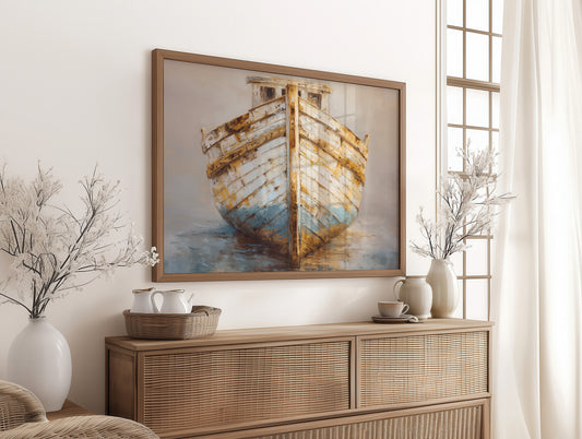 Weathered Hull Rests At Dawn