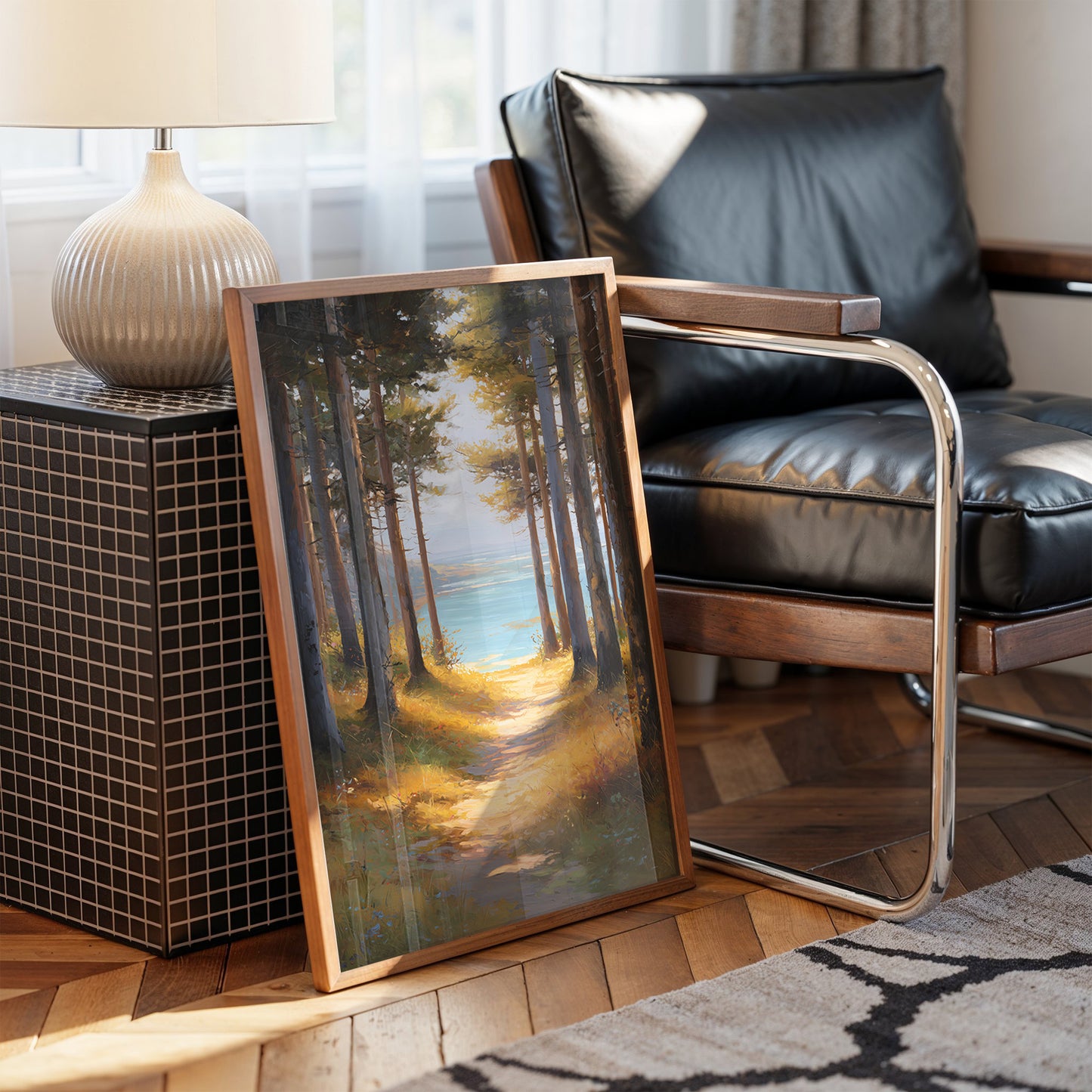 Forest Path Meets Azure Waters