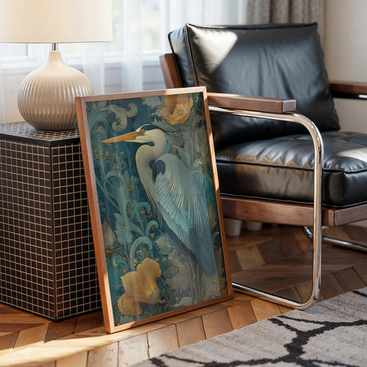 Heron Among Golden Poppies