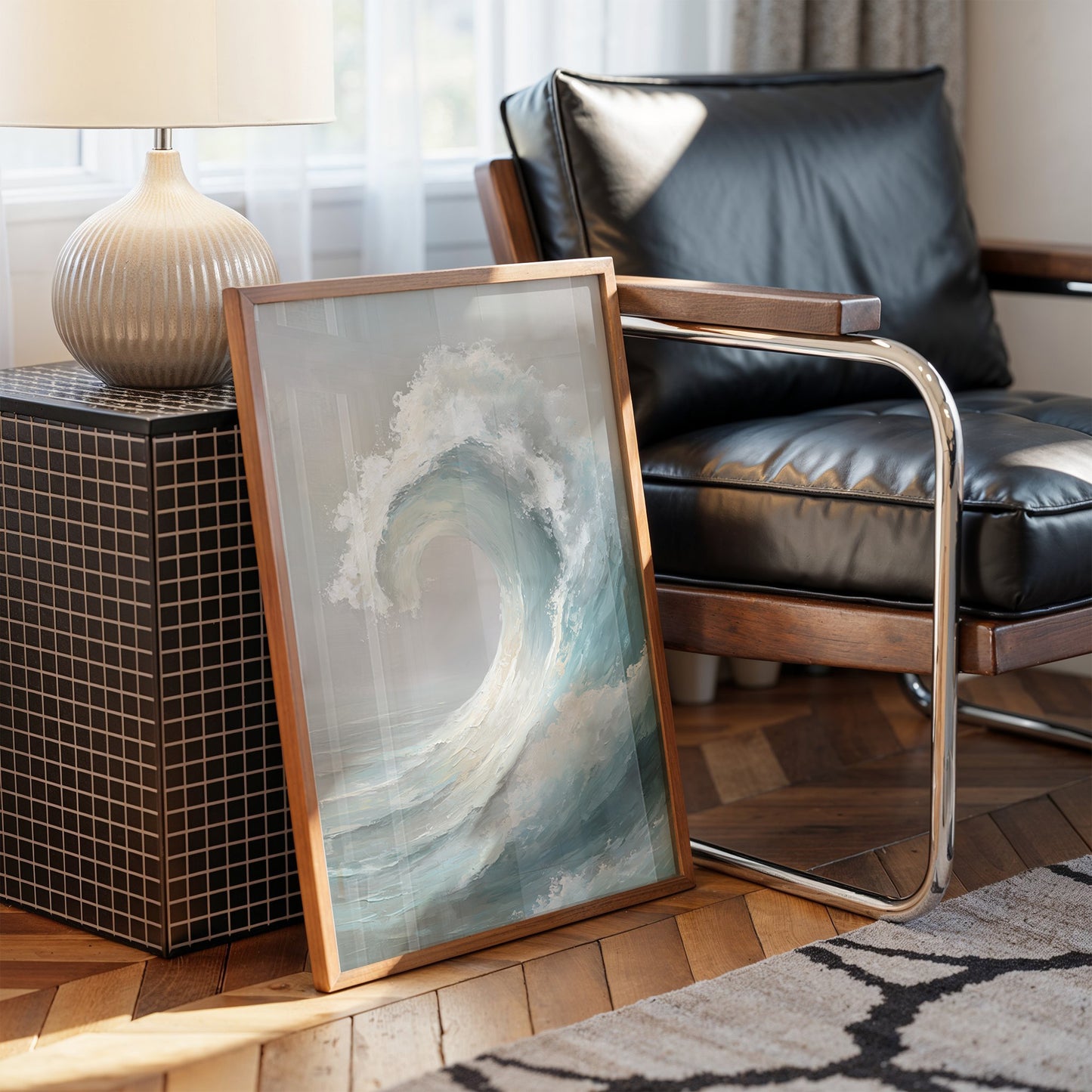 Ocean Memory In Wooden Frame